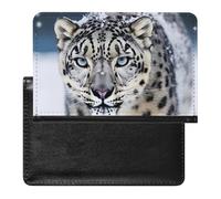 Passport Holder for Travel Passport Holder for Women Men RFID Blocking Steampunk Mechanical Gears Passport Holder Travel Accessories, Blue Eyed Snow Leopard, One Size