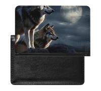Passport Holder for Travel Passport Holder for Women Men RFID Blocking Steampunk Mechanical Gears Passport Holder Travel Accessories, Wolves In The Moonlight, One Size