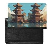 Passport Holder for Travel Passport Holder for Women Men RFID Blocking Two Pagodas Passport Holder Travel Accessories, Two Pagodas, One Size