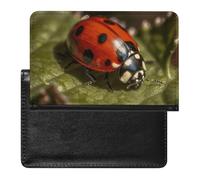 Passport Holder for Travel Passport Holder for Women Men RFID Blocking Two Snowmen Skiing Together Passport Holder Travel Accessories, Ladybug on Leaf, One Size