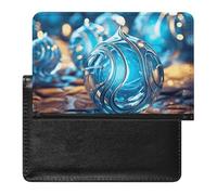 Passport Holder for Travel Passport Holder for Women Men RFID Blocking Two Snowmen Skiing Together Passport Holder Travel Accessories, Blue Ornament, One Size