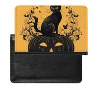 Passport Holder for Travel Passport Holder for Women Men RFID Blocking Two Snowmen Skiing Together Passport Holder Travel Accessories, Kitten on Pumpkin, One Size