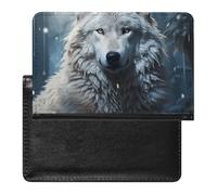 Passport Holder for Travel Passport Holder for Women Men RFID Blocking Universe Gala Passport Holder Travel Accessories, Wolf sitting in the snow, One Size
