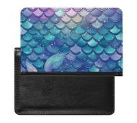 Passport Holder for Travel Passport Holder for Women Men RFID Blocking Vintage American Flag 4Th of July USA Passport Holder Travel Accessories, Water Lily Mermaid Scales, One Size