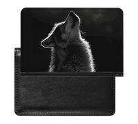 Passport Holder for Travel Passport Holder for Women Men RFID Blocking Wolf Facing The Moon Passport Holder Travel Accessories, Wolf Facing the Moon, One Size