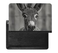 Passport Holder for Travel Passport Holder for Women Men RFID Blocking Wolf Facing The Moon Passport Holder Travel Accessories, A Donkey Pattern, One Size