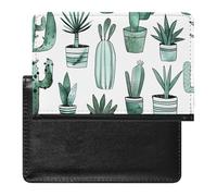 Passport Holder for Travel Passport Holder for Women Men RFID Blocking Wolf Facing The Moon Passport Holder Travel Accessories, Cacti and Succulents, One Size