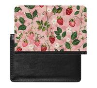 Passport Holder for Travel Passport Holder for Women Men RFID Blocking Wolf Facing The Moon Passport Holder Travel Accessories, Peach Strawberry Print, One Size