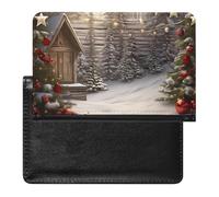 Passport Holder for Travel Passport Holder for Women Men RFID Blocking Wolf Under Moon Passport Holder Travel Accessories, Christmas Wood, One Size