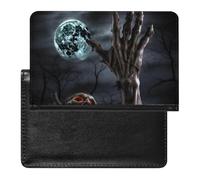 Passport Holder for Travel Passport Holder for Women Men RFID Blocking Wolf Under Moon Passport Holder Travel Accessories, Zombie Hand Dark Halloween, One Size