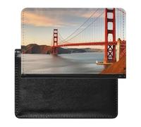 Passport Holder for Travel Passport Holder for Women Men RFID Blocking Wolf Under Moon Passport Holder Travel Accessories, Golden Gate Bridge, One Size