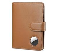 Passport Holder for Travel with AirTag Holder- Leather RFID Blocking Travel accessories with 5 Cards Slot&1ID Window,Magnetic Closure,Gift Box, Brown, Modern