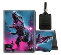 Passport Holder for Travel with Luggage Tag, PU Leather Passport Wallet with RFID Blocking for Women Men, Multi Card Slot Passport Cover Case,Baby Purple Dragon, Yu-Passport Holder-3-136, Contemporary
