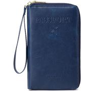 Passport Holder for Travel Women and Men RFID Blocking Passport Holder with Zipper Multi-functional Passport Wallet Passport Case Passport cover, ZNavyBlue, 7.9" x 5.3" x 0.98", 1-2 Person