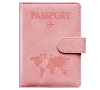 Passport Holder for Travel Women and Men RFID Passport Holder with Card Slots Holder Passport Case Passport cover Passport Wallet Travel Essentials and Accessories, PINK Buckle, 5.9" x 3.9" x 0.6