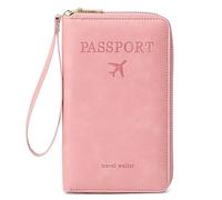 Passport Holder for Travel Women and Men RFID Passport Holder with Card Slots Holder Passport Case Passport cover Passport Wallet Travel Essentials and Accessories, Pink Zipper, Zipper