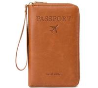 Passport Holder for Travel Women and Men RFID Passport Holder with Card Slots Holder Passport Case Passport cover Passport Wallet Travel Essentials and Accessories, Brown Zipper, 6" x 4" x 0.45