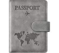 Passport Holder for Travel Women and Men RFID Passport Holder with Card Slots Holder Passport Case Passport cover Passport Wallet Travel Essentials and Accessories, Grey, Buckle