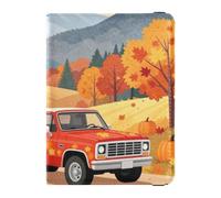 Passport Holder leather Card Holder Passport Case Fall Red Truck with