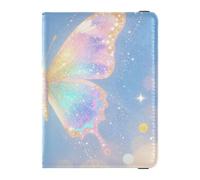 Passport Holder leather Passport Case Magical Glitter Rainbow Butterfly