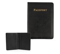 Passport Holder, Leather Passport Cover Waterproof Passport Wallet with Card Holder & Pen Slot Premium Passport Holder for Travel Document Holder Travel Essentials for Women and Men, Black, E: Black