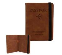 Passport Holder, Leather Passport Cover Waterproof Passport Wallet with Card Holder & Pen Slot Premium Passport Holder for Travel Document Holder Travel Essentials for Women and Men, Brown, C: Brown