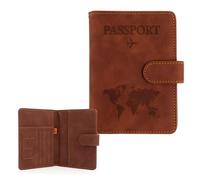 Passport Holder, Leather Passport Cover Waterproof Passport Wallet with Card Holder & Pen Slot Premium Passport Holder for Travel Document Holder Travel Essentials for Women and Men, Brown, B: Brown