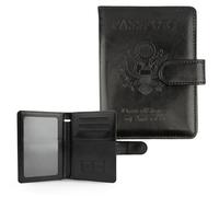 Passport Holder, Leather Passport Cover Waterproof Passport Wallet with Card Holder & Pen Slot Premium Passport Holder for Travel Document Holder Travel Essentials for Women and Men, Black, A: Black