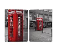 Passport Holder Leather Passport Holder Covers Case American Flag Printed Passport Book for Documents, Travel Gifts, London Red Telephone Booth, 20.3x13.8cm