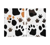 Passport Holder Leather Passport Holder Covers Case Animal Paw Prints Printed Passport Book for Documents, Travel Gifts, Animal Paw Prints, 20.3x13.8cm
