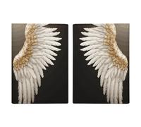 Passport Holder Leather Passport Holder Covers Case Black Robot Printed Passport Book for Documents, Travel Gifts, Angel Wing, 20.3x13.8cm
