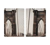 Passport Holder Leather Passport Holder Covers Case Black Robot Printed Passport Book for Documents, Travel Gifts, Photo of Brooklyn Bridge, 20.3x13.8cm