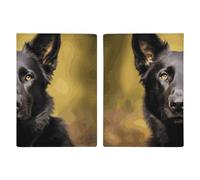 Passport Holder Leather Passport Holder Covers Case Blue Hibiscus Flower Printed Passport Book for Documents, Travel Gifts, Black german shepherd dog, 20.3x13.8cm