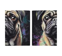 Passport Holder Leather Passport Holder Covers Case Blue Polynesian Maori Tribal Pattern Printed Passport Book for Documents, Travel Gifts, Portrait Of Pug, 20.3x13.8cm