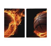 Passport Holder Leather Passport Holder Covers Case Boat on The Ocean Printed Passport Book for Documents, Travel Gifts, Basketball On Fire, 20.3x13.8cm