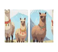 Passport Holder Leather Passport Holder Covers Case Boat on The Ocean Printed Passport Book for Documents, Travel Gifts, Llama And Alpaca, 20.3x13.8cm