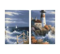 Passport Holder Leather Passport Holder Covers Case Boat on The Ocean Printed Passport Book for Documents, Travel Gifts, Lighthouse Diamond Painting, 20.3x13.8cm