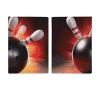 Passport Holder Leather Passport Holder Covers Case Brown Cowhide Printed Passport Book for Documents, Travel Gifts, Bowling Ball, 20.3x13.8cm