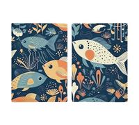 Passport Holder Leather Passport Holder Covers Case Cartoon Fish And Coral Printed Passport Book for Documents, Travel Gifts, Cartoon Fish and Coral, 20.3x13.8cm