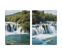 Passport Holder Leather Passport Holder Covers Case Cat And Dog Sitting in Leather Pocket Printed Passport Book for Documents, Travel Gifts, Waterfalls on Krka River, 20.3x13.8cm