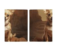 Passport Holder Leather Passport Holder Covers Case Chihuahua on The Hillside Printed Passport Book for Documents, Travel Gifts, Chihuahua on the Hillside, 20.3x13.8cm
