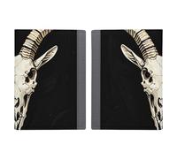 Passport Holder Leather Passport Holder Covers Case Chihuahua on The Hillside Printed Passport Book for Documents, Travel Gifts, A Gothic goat skull, 20.3x13.8cm