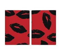 Passport Holder Leather Passport Holder Covers Case Colorful Balloons Printed Passport Book for Documents, Travel Gifts, Red and black lips, 20.3x13.8cm