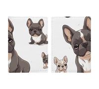 Passport Holder Leather Passport Holder Covers Case Colorful Marble Pastel Blue Purple Printed Passport Book for Documents, Travel Gifts, French Bulldog, 20.3x13.8cm