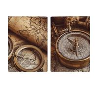 Passport Holder Leather Passport Holder Covers Case Compass And Old World Map Printed Passport Book for Documents, Travel Gifts, Compass and Old World Map, 20.3x13.8cm