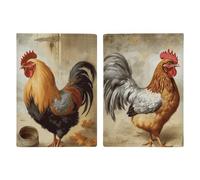 Passport Holder Leather Passport Holder Covers Case Compass And Old World Map Printed Passport Book for Documents, Travel Gifts, Chicken And Rooster Print, 20.3x13.8cm