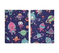 Passport Holder Leather Passport Holder Covers Case Corgi Dog with Heart Shape Printed Passport Book for Documents, Travel Gifts, Cute Spaceship and Ball, 20.3x13.8cm