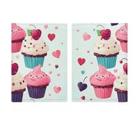 Passport Holder Leather Passport Holder Covers Case Cute Beagle Dog Printed Passport Book for Documents, Travel Gifts, Cupcake candy hearts sweet, 20.3x13.8cm