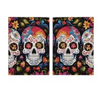 Passport Holder Leather Passport Holder Covers Case Cute Beagle Dog Printed Passport Book for Documents, Travel Gifts, Colorful Flower Skulls, 20.3x13.8cm