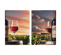 Passport Holder Leather Passport Holder Covers Case Cute Black Pug Printed Passport Book for Documents, Travel Gifts, Wooden Wine Barrel on Wine Bottle, 20.3x13.8cm